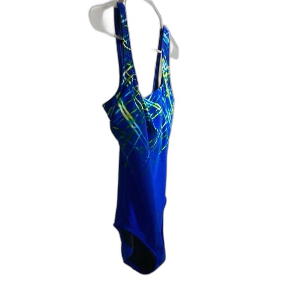TYR SPORT Streamers Aqua Controlfit Swimsuit Royal Blue Green Womens 12 - Picture 8 of 14